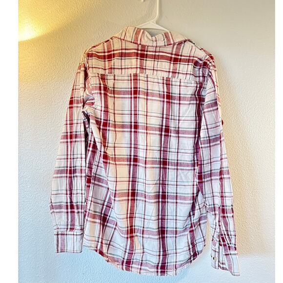 Wrangler Jeans Co. Men’s Small Red White Plaid Shirt 100% Cotton Long Sleeve - Picture 2 of 6